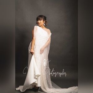 White Beaded Bridal Cape